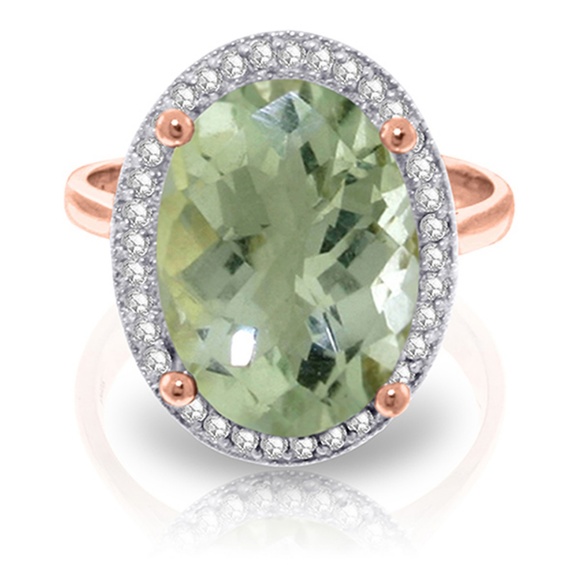 Galaxy Gold Products Jewelry - RING WITH NATURAL DIAMONDS & GREEN AMETHYST